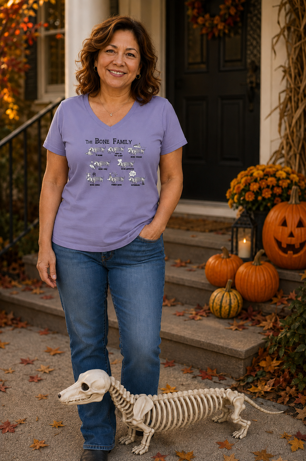 The Bone Family Ladies V-Neck T-Shirt
