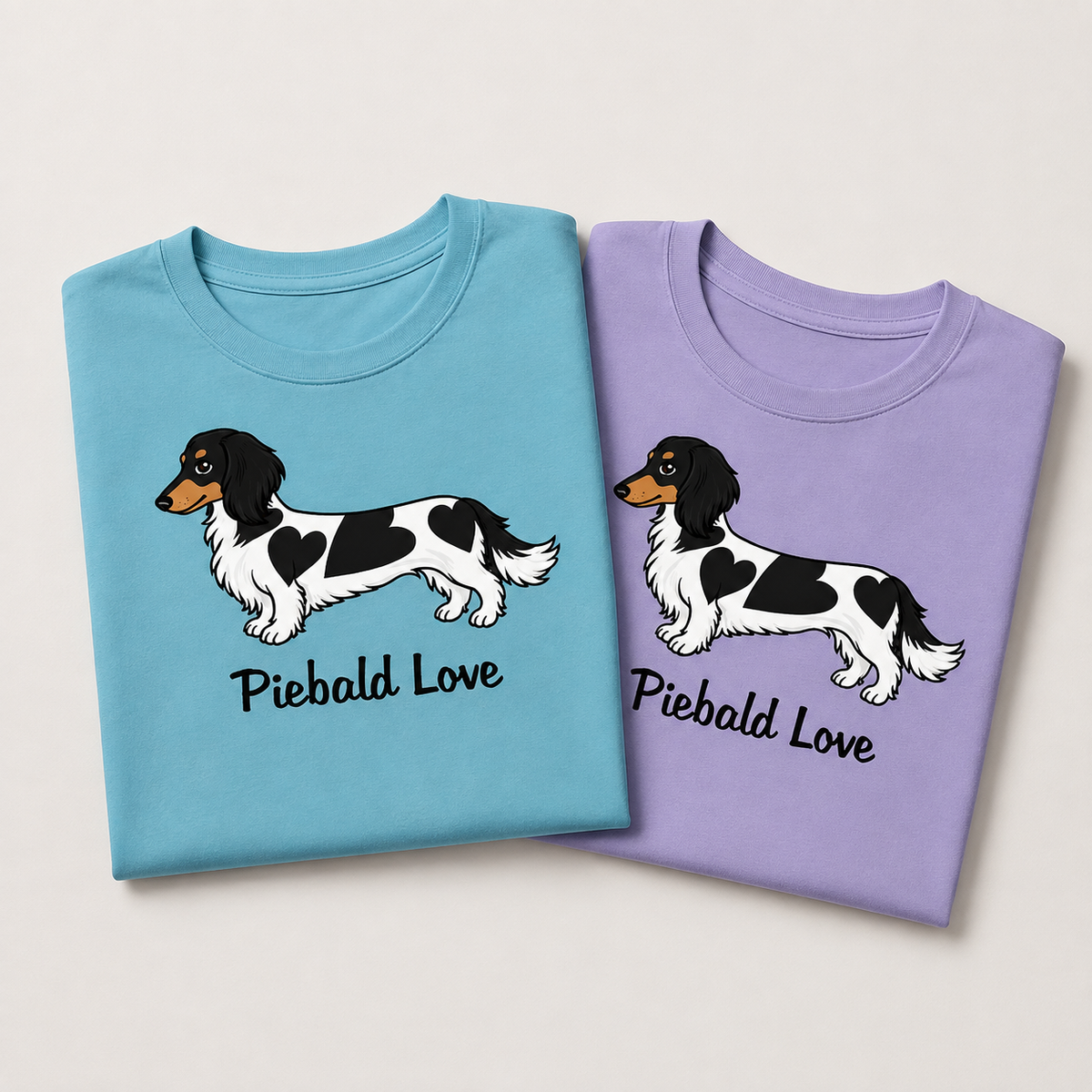 Piebald Love Longhair Black & Tan Dachshund Unisex T-Shirt