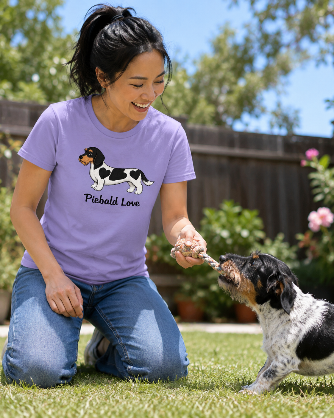 Piebald Love Wirehair Black & Tan Dachshund Unisex T-Shirt