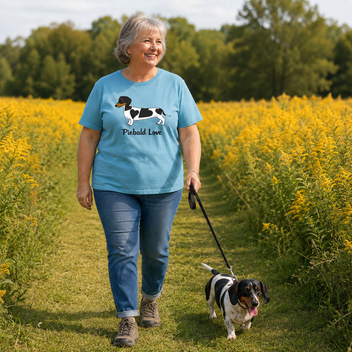 Piebald Love Shorthair Black & Tan Dachshund Unisex T-Shirt