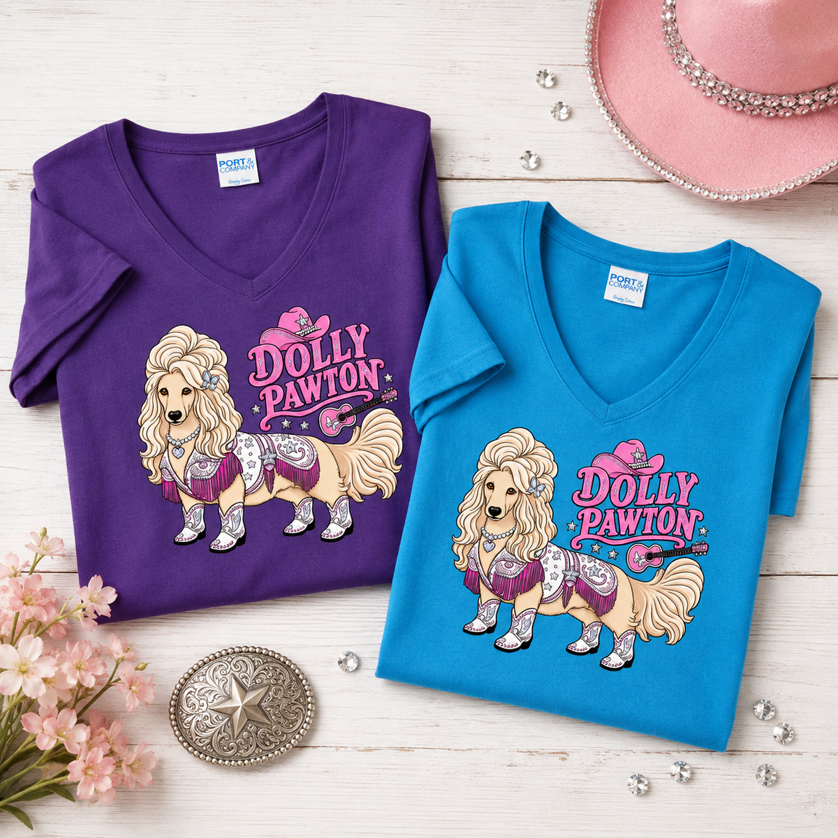 Dolly Pawton Ladies V-Neck T-Shirt