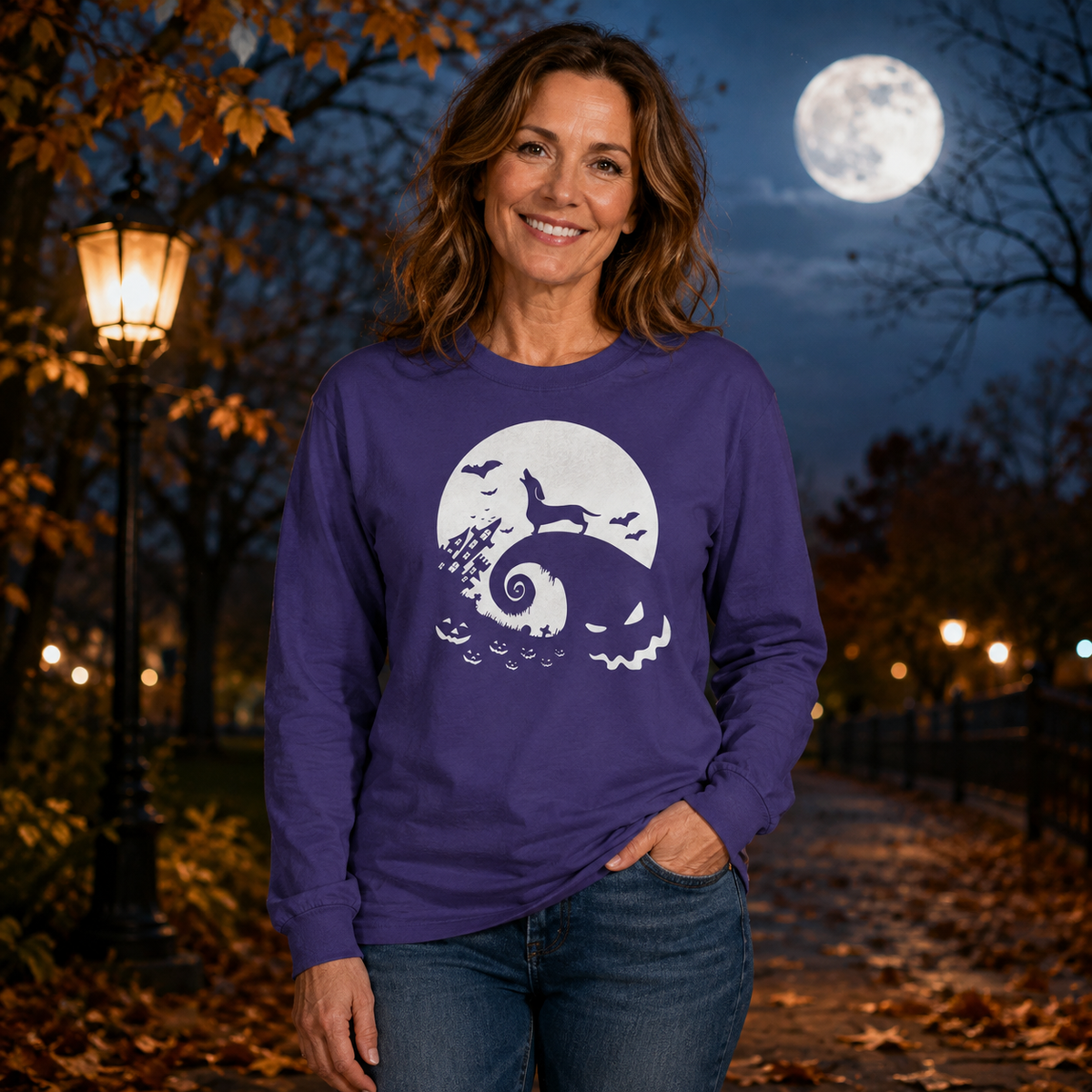 Dachshund Howling at the Moon Unisex Long-Sleeve T-Shirt